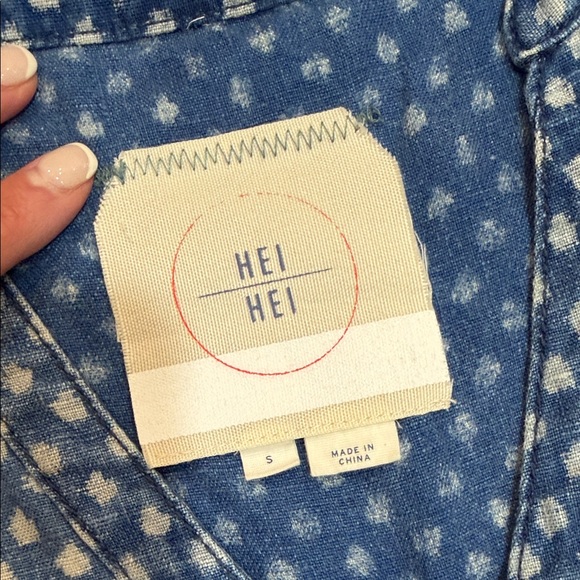 Hei Hei Dottie Chambray Denim Dot Romper, Women’s size small by Anthropologie - Picture 4 of 6